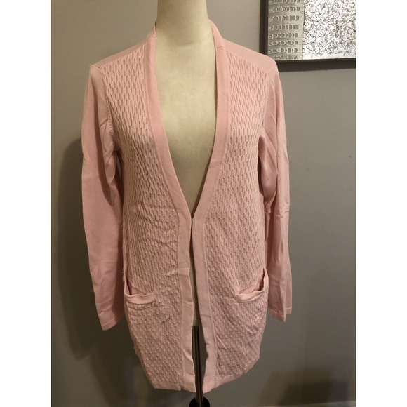 Joan Rivers Women's‎ Cardigan Size M Pink Color Front Pockets Long Sleeves - Picture 1 of 8
